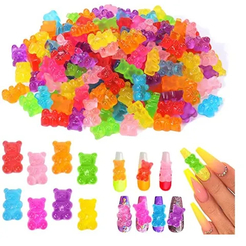 Resin Bear Flatback Cabochons Mixed Candy Colors DIY Charms For Nail Art Decoration Earring Jewelry Making Accessories