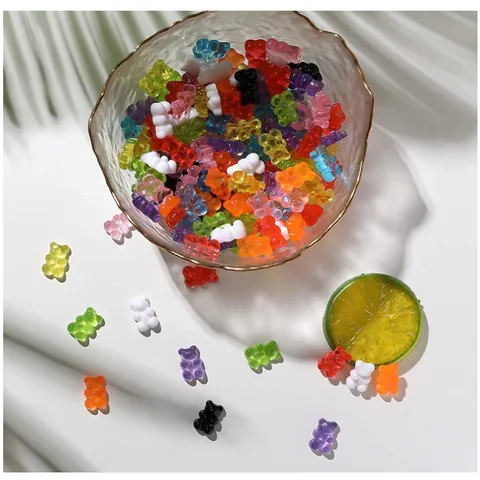 Resin Bear Flatback Cabochons Mixed Candy Colors DIY Charms For Nail Art Decoration Earring Jewelry Making Accessories