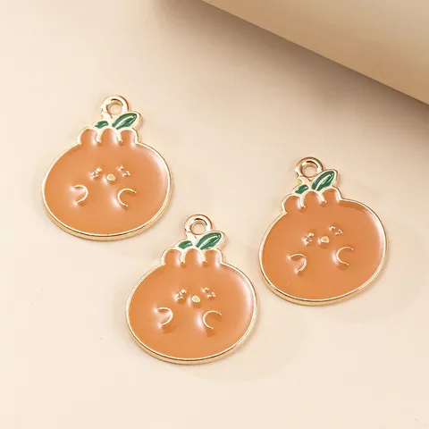 Alloy Orange Fruit Pendant DIY Jewelry Accessories Enamel Handcrafted Charms For Necklace Bracelet Keychain Accessory