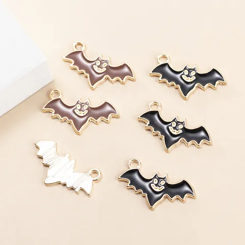 Pendentif en Alliage de Chauve-Souris Noir Marron d'Halloween Charm de Dessin Animé pour Collier Bracelet DIY Accessoires de Sac Bijoux
