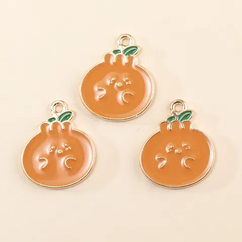 Alloy Orange Fruit Pendant DIY Jewelry Accessories Enamel Handcrafted Charms For Necklace Bracelet Keychain Accessory