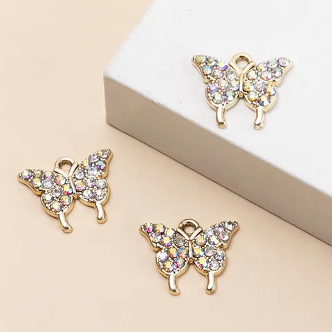Alloy Strass Schmetterling Anhänger Für DIY Halskette Ohrringe Haarnadel Herstellung Minimalistisch Schmuckzubehör Geschenk