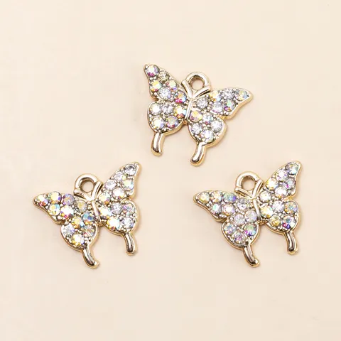 Alloy Strass Schmetterling Anhänger Für DIY Halskette Ohrringe Haarnadel Herstellung Minimalistisch Schmuckzubehör Geschenk