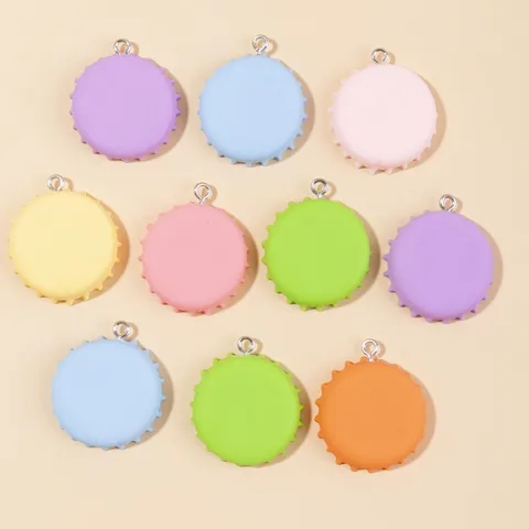 Breloques en Forme de Bouchon de Bouteille Couleur Macaron Pendentifs en Résine Plastique pour Bijoux DIY Boucles d'Oreilles Collier Accessoires