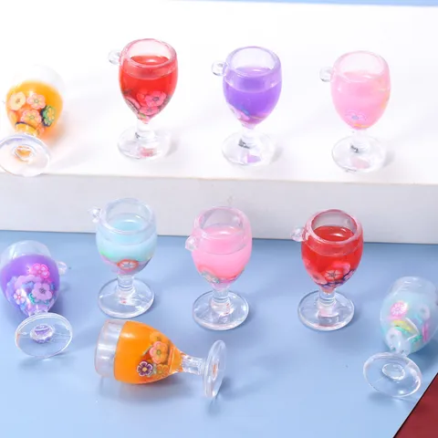 Colgante de Mini Vaso de Cóctel Degradado de Ensueño Amuleto de Resina Para Funda de Móvil Bricolaje Llavero Materiales Joyería