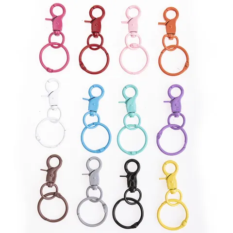 Piezas de Llavero con Cierre de Langosta de Aleación Lacada al Horno Colorido Anillo de Salto Abierto Accesorios de Joyería DIY Componentes de Gancho de Metal