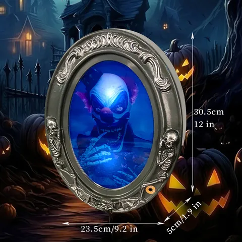 Specchio Magico Animato di Halloween Oggetto di Scena Gotico Vintage Decorazione Casa Stregata Con Suoni e Luci Terrificanti Attivati dal Movimento