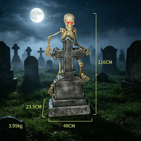 Animated Halloween Tombstone Crawling Skeleton With Glowing Eyes Horror Sound Motion Sensor Halloween Party Haunted House Prop