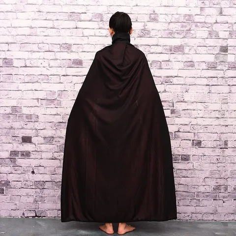 Mantello Reversibile per Adulti di Halloween Costume da Morte Rosso Nero Collo in Piedi con Cappuccio Cosplay da Pirata