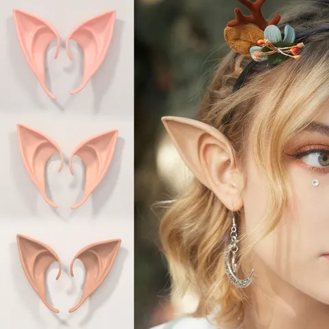Orejas de Elfo de Látex para Cosplay Disfraz Fiesta Halloween Carnaval Falsas Orejas Accesorios Orejas Protésicas Blandas Puntiagudas Hada