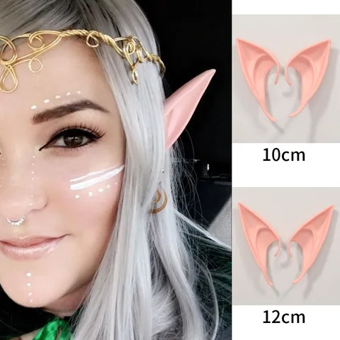 Orejas de Elfo de Látex para Cosplay Disfraz Fiesta Halloween Carnaval Falsas Orejas Accesorios Orejas Protésicas Blandas Puntiagudas Hada