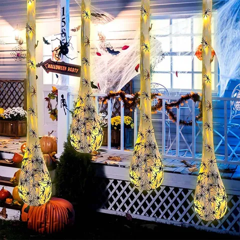 Decoraciones Colgantes de Huevos de Telaraña Luminosos de Halloween Huevos de Araña Brillantes para Fiesta Exterior