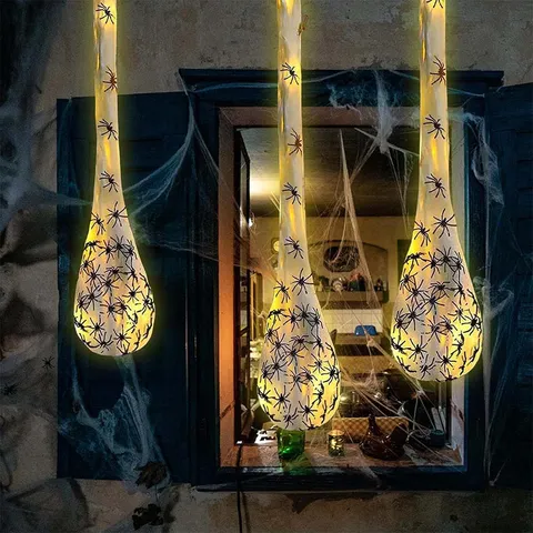 Decoraciones Colgantes de Huevos de Telaraña Luminosos de Halloween Huevos de Araña Brillantes para Fiesta Exterior