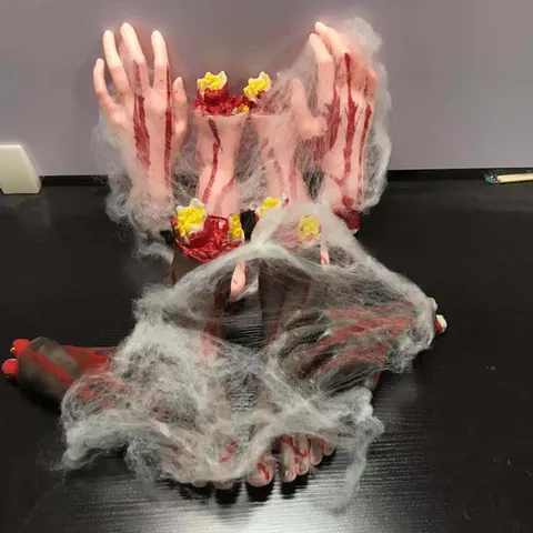 Parte del Cuerpo de Látex de Simulación Decoración de Casa Embrujada de Halloween Mano y Pie Falsos Realistas con Accesorio de Mancha de Sangre de Terror