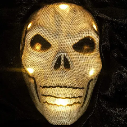 Decoración de Fantasma Colgante de Halloween Activado por Sonido Máscara de Calavera Luminosa de Terror Fiesta