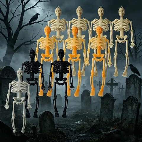 Halloween Mini Skelet Decoratie Plastic Simulatie Skelet Hangend Ornament Voor Griezelig Feest Spookhuis Desktop Decor