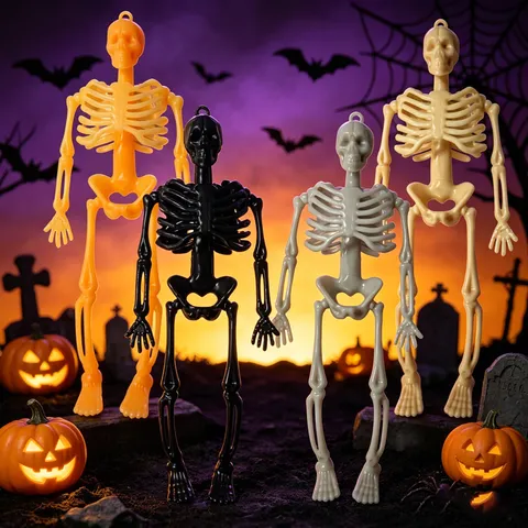 Halloween Mini Skelet Decoratie Plastic Simulatie Skelet Hangend Ornament Voor Griezelig Feest Spookhuis Desktop Decor
