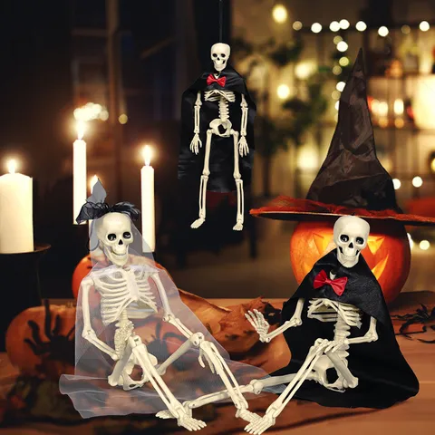 Halloween Skelett Braut Bräutigam Kunststoff Simulation Menschliche Ganzkörperknochen Gruselige Spukhaus Szene Dekoration Festliche Party Layout Requisiten