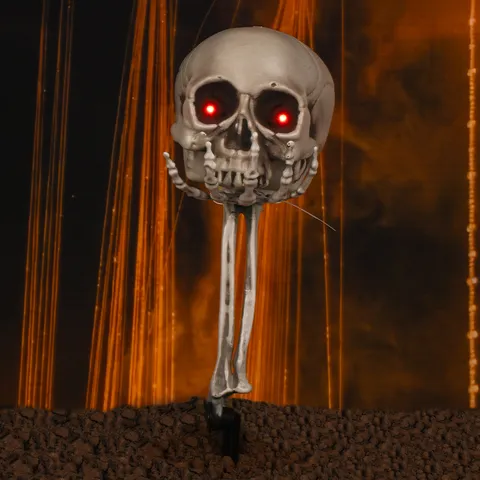 Halloween Realistische Skelett Pfähle Set Sound Aktiviert Leuchtende Augen Geist Elektrische Schädel Bodenstecker Requisiten Für Outdoor Garten Rasen Party Dekoration