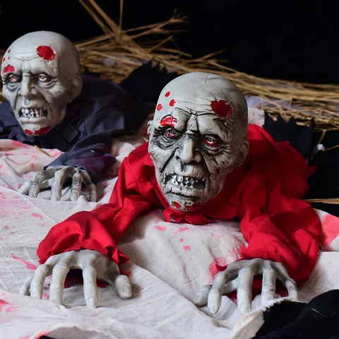 Halloween Animated Crawling Zombie Ghost Prop Sound Activated Glowing Red Eyes Screaming Haunted House Secret Room Decoration