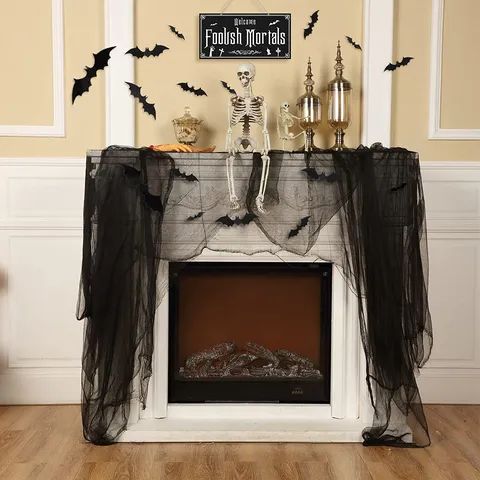 Halloween Espantoso Negro Paño Harapiento Gasa Para Casa Encantada Habitación Secreta Discoteca Fiesta Decoración Fondo Malla Tela Accesorio Cuelgo