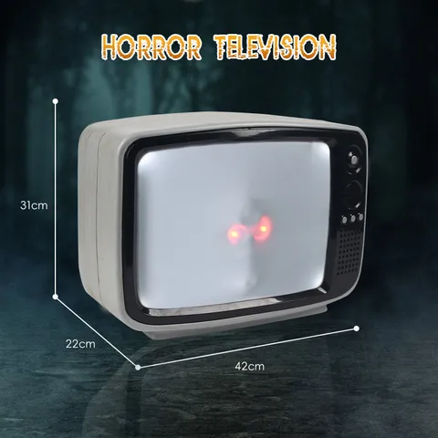 Halloween Horreur Télévision Accessoire Plastique Rétro Lumineux Crâne Fantôme Son Maison Hantée Chambre Secrète Décoration Nouveauté TV Ornement