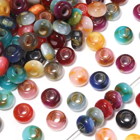 Resin Gilded Abacus Beads Large Hole Flat Round Cat Eye Acrylic Spacer Beads For DIY Phone Chain Jewelry Making Accessory