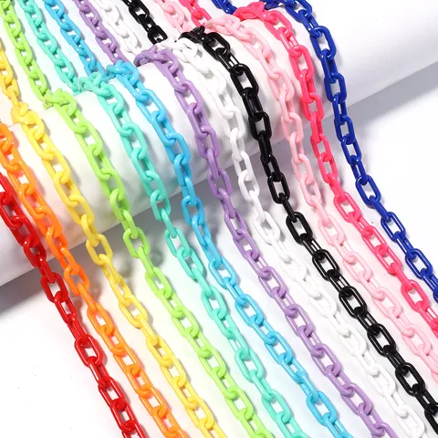Acrylic Oval Link Chain Colorful DIY Bag Phone Strap Jewelry Making Finding Plastic Chain For Keychain Accessory