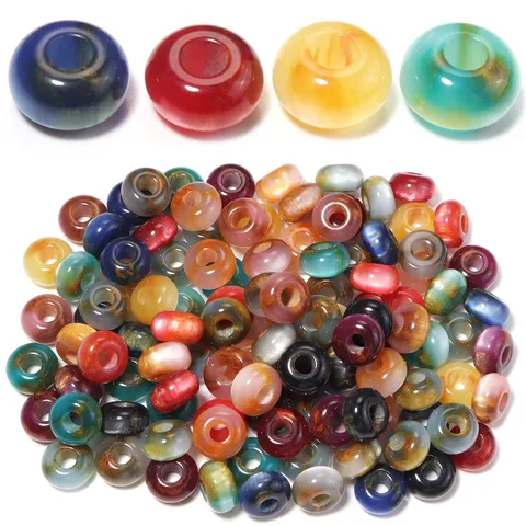 Resin Gilded Abacus Beads Large Hole Flat Round Cat Eye Acrylic Spacer Beads For DIY Phone Chain Jewelry Making Accessory