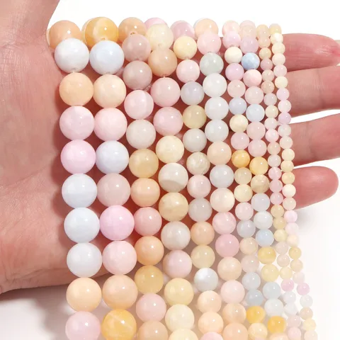 Perles Enfilage DIY Fait Main Perles Rondes en Verre Aspect Jade Multicolore Perles Intercalaires Lisses pour Bijoux