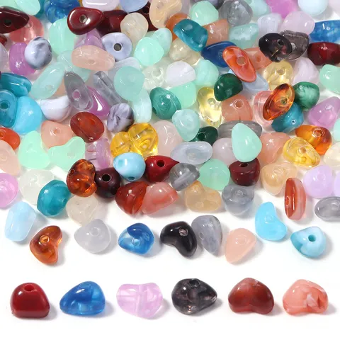 Perles Enfilées en Acrylique Pierre Concassée Irrégulière Effet Tacheté Faux Cristaux pour Bricolage Bijoux Bracelet Fabrication Matériel Artisanat Accessoires