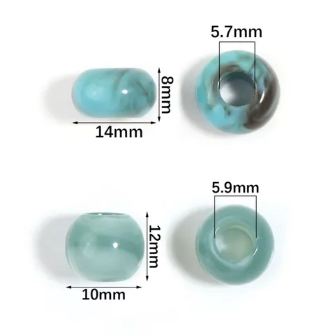 Vintage Acrylic Marbled Beads Large Hole Round Abacus Loose Beads For DIY Jewelry Making Bags Phone Chain Jade Look Material