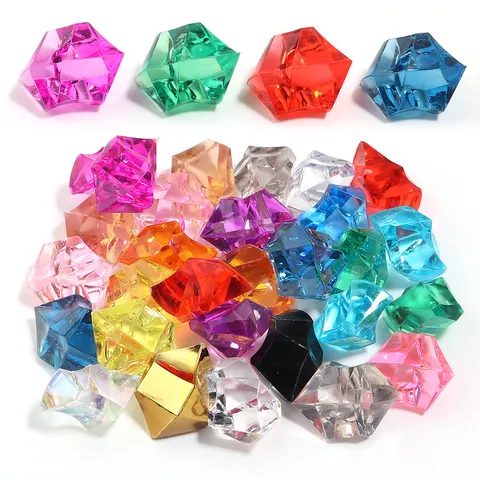 Acrylic Simulated Ice Cubes Colorful Candy Color Transparent Crystal Stones Irregular No Hole DIY Jewelry Making Beads