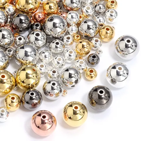 Electroplated CCB Round Beads Circular Spacer Beads DIY Jewelry Making Accessories Metallic Loose Beads Set For Bracelet Necklace