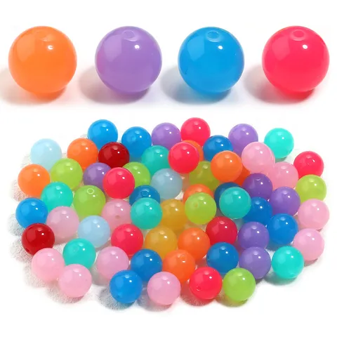 Perles Gelée en Acrylique DIY Création Bijoux Perles en Vrac Transparentes Colorées pour Bracelet Collier Fait Main