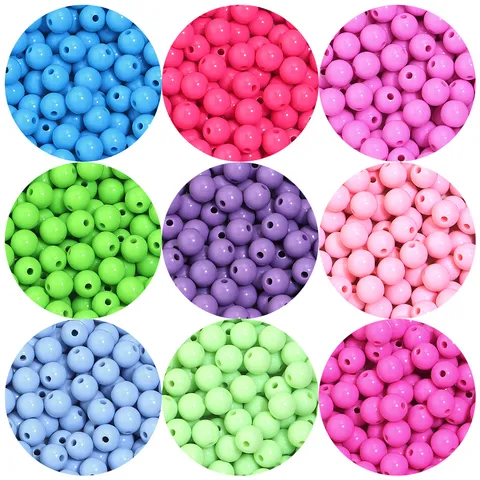 Acrylic Solid Color Round Beads Macaron Style Loose Beads For DIY Jewelry Making Accessories Bracelet Beads Bulk Supplies