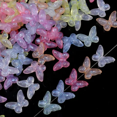 Luminous Acrylic Bowknot Beads Iridescent Mermaid Shimmer Loose Beads For DIY Jewelry Making Crafts Accessories Bowtie
