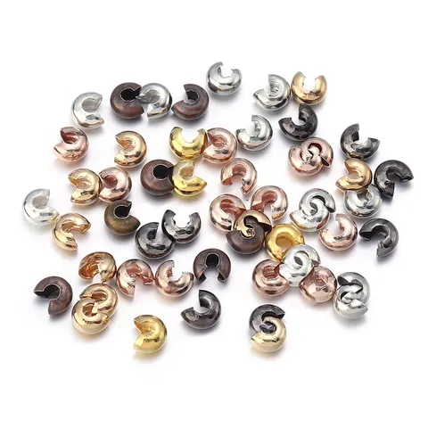 Iron Copper Electroplated C-Shaped Crimp Bead Covers Spacer Beads DIY Jewelry Findings Handmade Beading Materials Craft Accessories For Handcrafted Bracelets Necklaces Repair Components