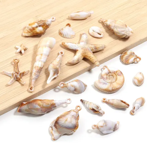 Acrylic Shell Starfish Conch Pendants Ocean Theme Electroplated Charms For DIY Handcrafted Earrings Necklace Hat Accessories