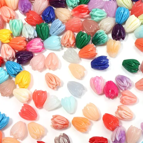 Natural Shell Powder Pressed Tulip Flower Spacer Beads For DIY Earrings Brooch Hairpin Jewelry Making Findings Craft Accessories