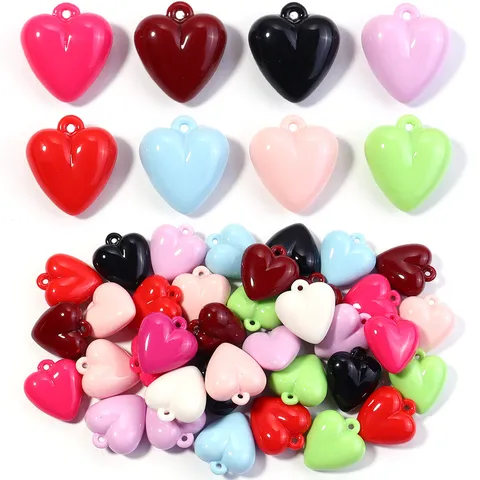 DIY Acryl Hartvormige Charms Glanzende Bakvernis Kleurrijke Perzik Hart Hanger Voor Handgemaakte Armband Telefoon Ketting Sieraden Accessoires