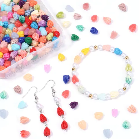 Natural Shell Powder Pressed Tulip Flower Spacer Beads For DIY Earrings Brooch Hairpin Jewelry Making Findings Craft Accessories