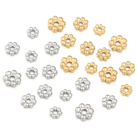 Stainless Steel Snowflake Spacer Beads Loose Beads Flat Flower Spacers For Diy Jewelry Making Bracelets Craft Findings Wholesale