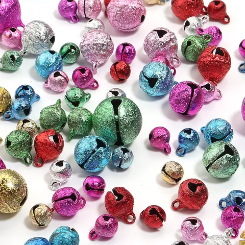 Electroplated Multicolor Metal Jingle Bells Candy Color Matte Slit Bells For DIY Bracelet Pendant Jewelry Making Craft Christmas Decoration Accessories