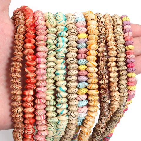Water Ripple Pattern Wood Abacus Beads DIY Jewelry Making Retro Wooden Beads Wholesale Bracelet Necklace Accessories