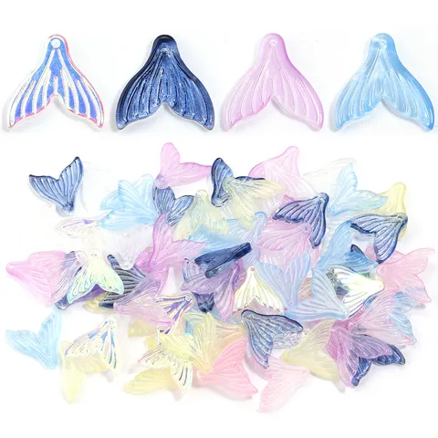 Retro Glass Colored Glaze Flower Petal Fishtail Leaf Loose Beads For DIY Craft Traditional Hairpin Jewelry Making Finding Supplies