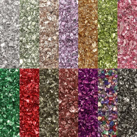 Partículas de Vidrio Triturado Irregulares Para Decoración de Micro Paisaje DIY Material de Nail Art Piedras de Vidrio Coloridas