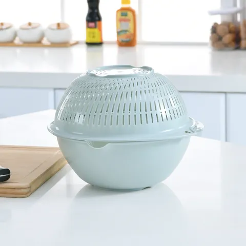 European Style Double Layer Plastic Colander Fruit Vegetable Drain Basket Kitchen Washing Basin Large Small Size Pink Blue Green