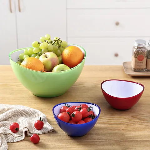 Bol de Fruits en Plastique Minimaliste Bol à Salade Bicolore Vaisselle de Cuisine Salon Bassin à Légumes Assiette de Fruits de Ménage