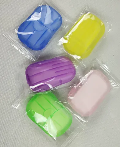 Boîte de Savon en Papier Jetable de Voyage Portable Mini Bain de Lavage des Mains Flocons de Nettoyage Hydratants Parfumés